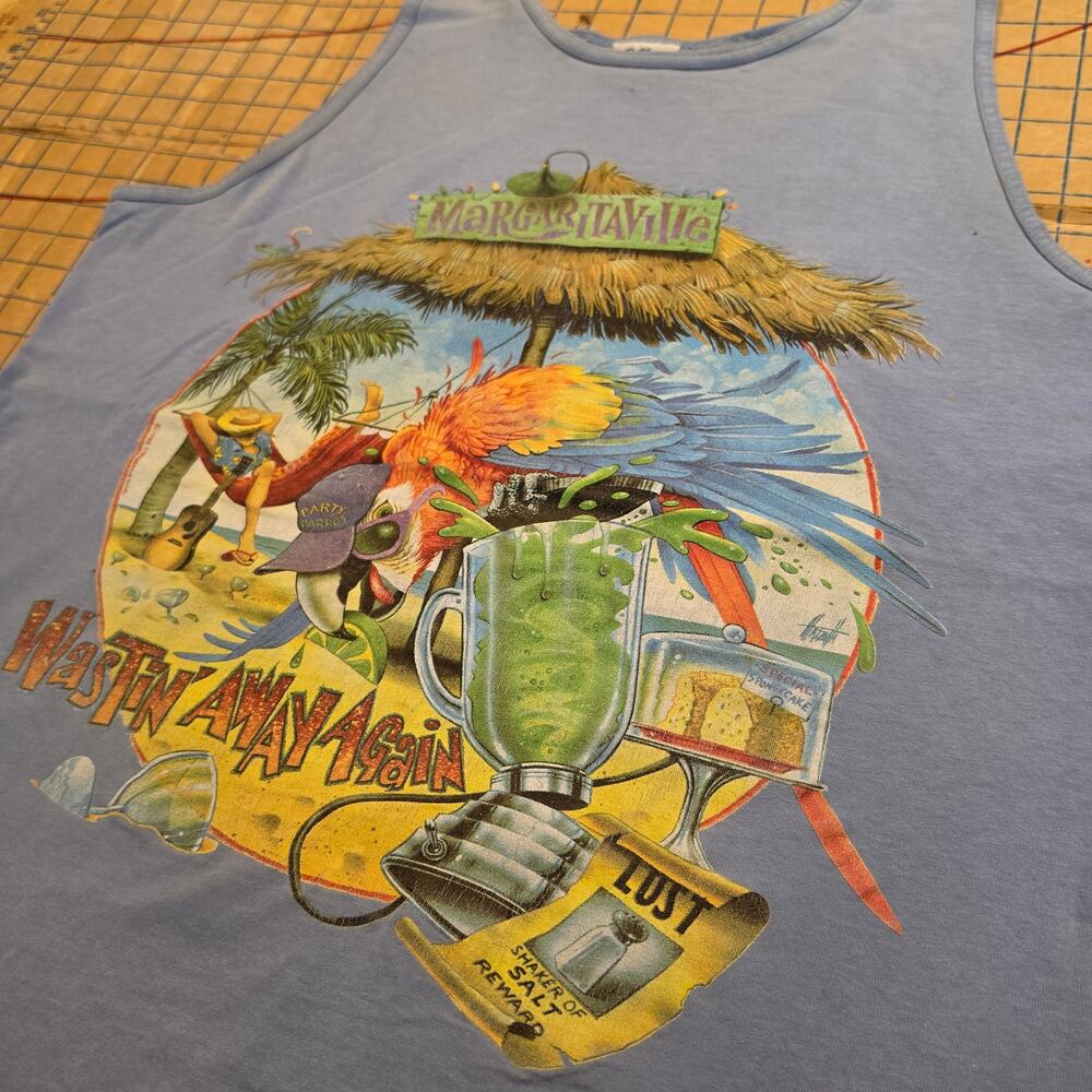 Vintage Margaritaville Tank Blue XL Graphic Made In USA